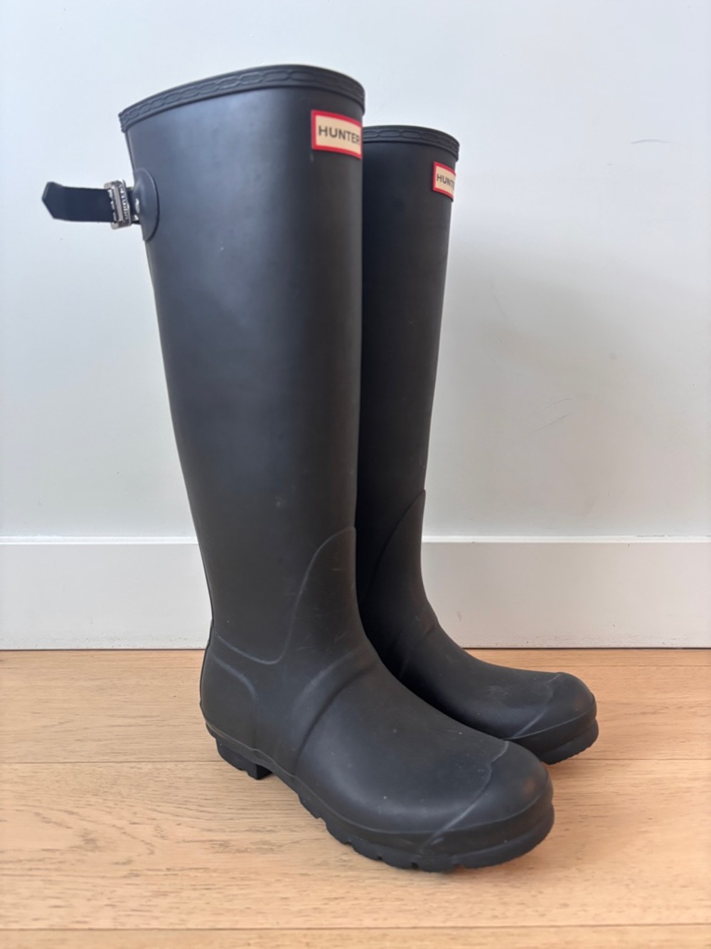 Classic Hunter Black talk Rain Boots adjustable calf